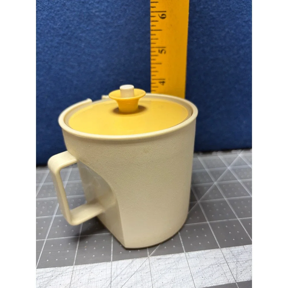 Tupperware Sugar Bowl Creamer Yellow 1415 8 Dual Handle Retro Kitchenware